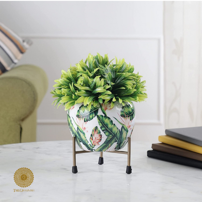 Enamel Coted Table Top Planters With Stand (5 x 6 Inches) - The Gharnish - A Unit of Satkala Creations