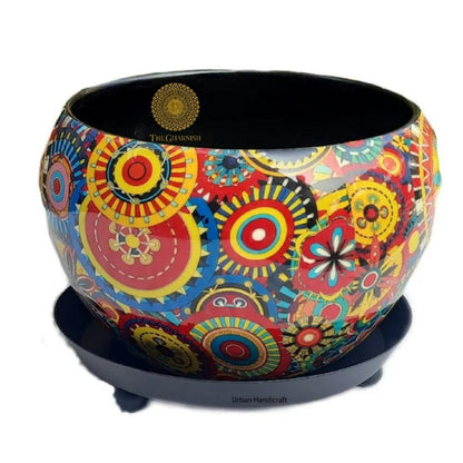 Iron Round Table Top Planter  ( 5 x 6 Inches ) - The Gharnish - A Unit of Satkala Creations