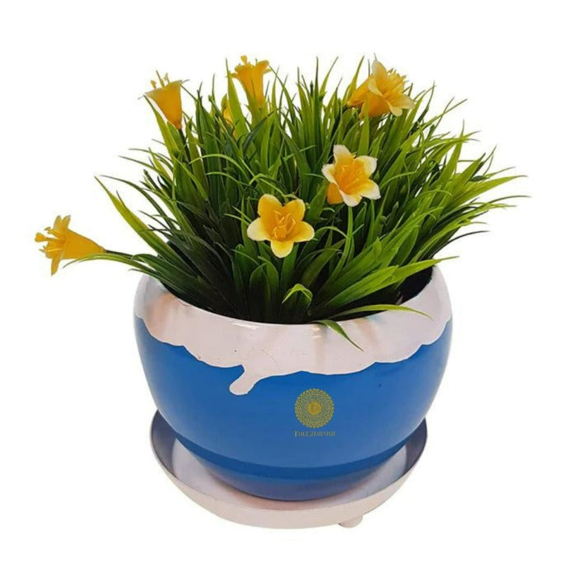 Iron Round Table Top Planter  ( 5 x 6 Inches ) - The Gharnish - A Unit of Satkala Creations