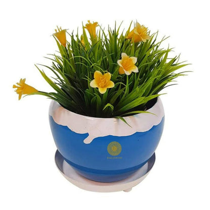 Iron Round Table Top Planter  ( 5 x 6 Inches ) - The Gharnish - A Unit of Satkala Creations