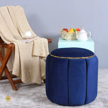 Brown pouf sitting stool from TheGharnish, designed as a dressing table sitting stool, with a soft, cushioned top and compact shape.