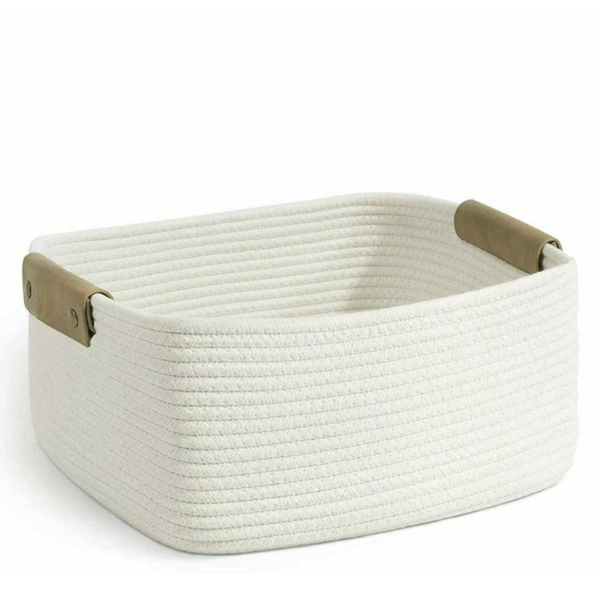 Black jute square storage basket from TheGharnish with sturdy sides and a woven texture, perfect for organizing home or office space.