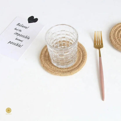 Set of six black storage containers with matching coaster storage stand by TheGharnish for organized tabletop and coaster storage.