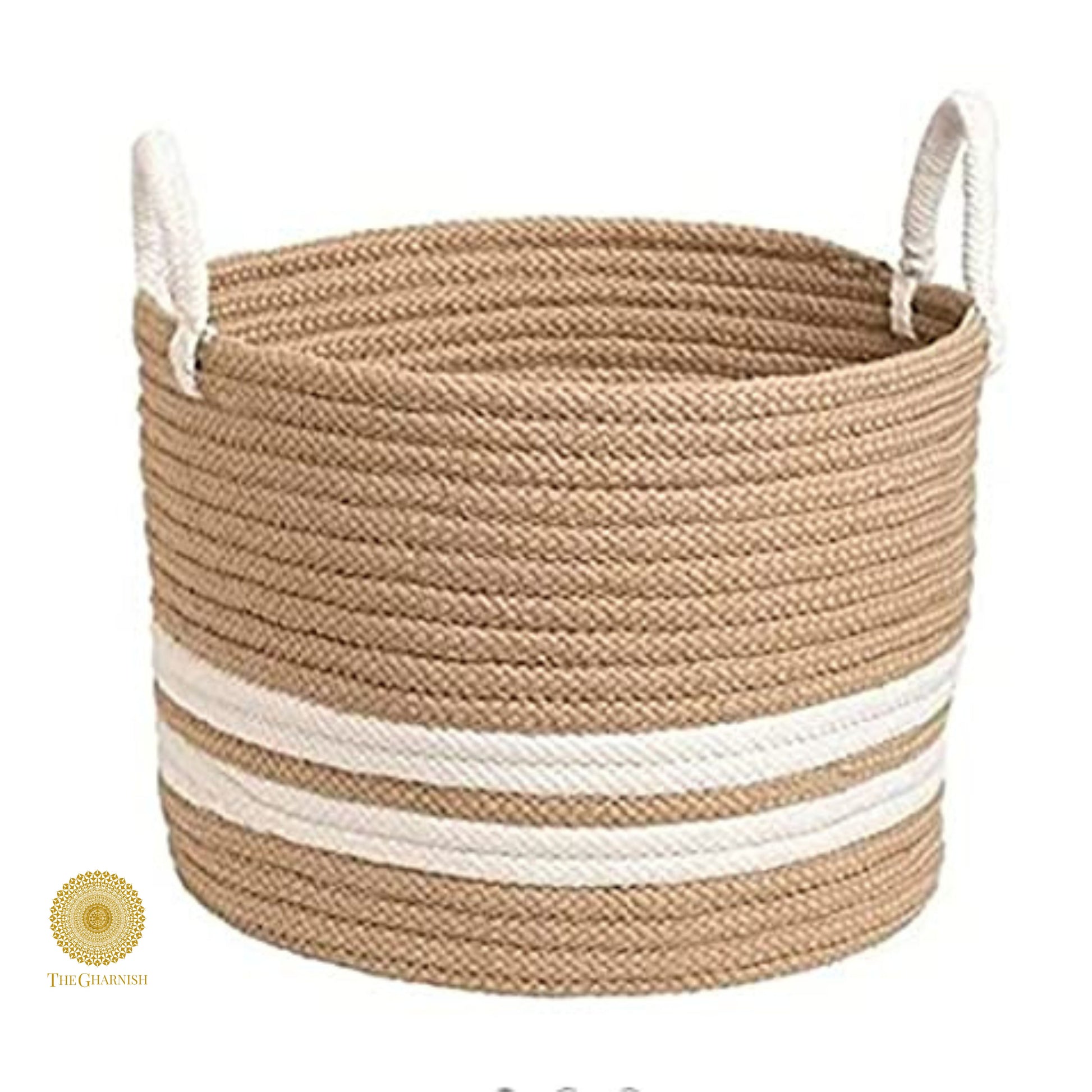 TheGharnish Rope Multipurpose Storage Basket, 10x10 inches, made of woven rope with handles for organizing household items.