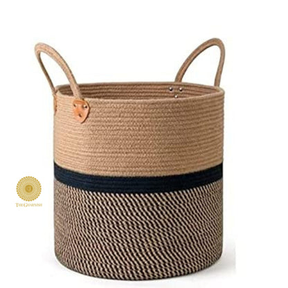 Rope multipurpose storage basket measuring 10x10 inches by TheGharnish with a woven design and sturdy handles.