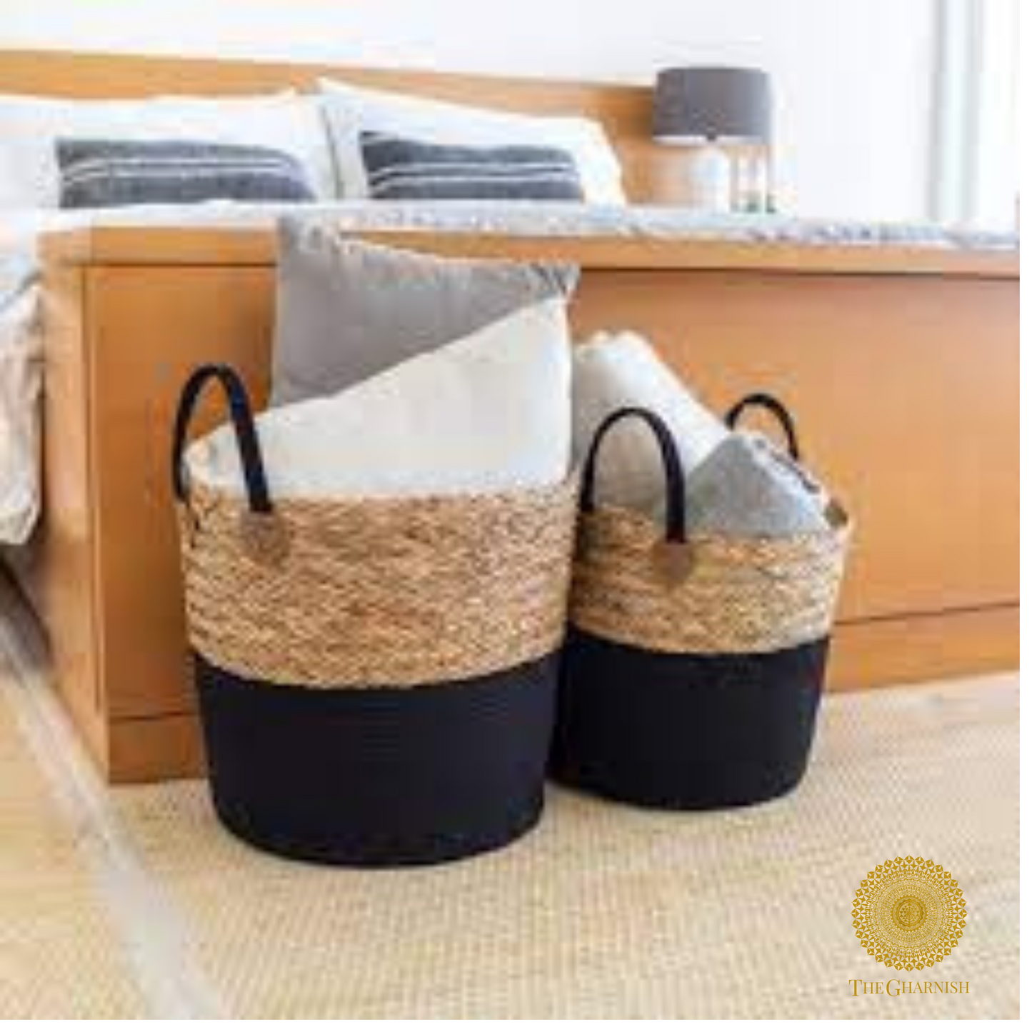 Natural fiber rope multipurpose storage basket measuring 10x10 inches, ideal for organizing and decluttering spaces.