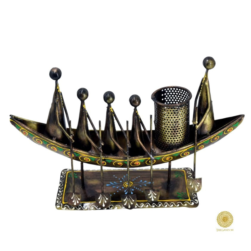 Antique Boat with 5 Men Pen Stand - The Gharnish - A Unit of Satkala Creations