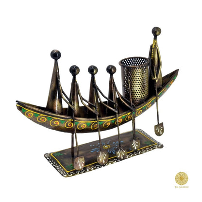 Antique Boat with 5 Men Pen Stand - The Gharnish - A Unit of Satkala Creations