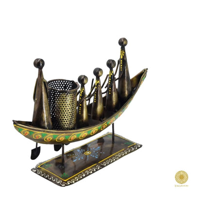 Antique Boat with 5 Men Pen Stand - The Gharnish - A Unit of Satkala Creations