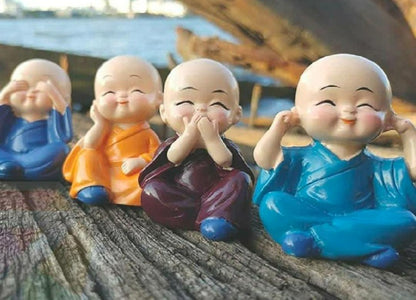 Set of four Baby Monk table top decor showpieces by TheGharnish, decorative figures for home or office decoration.