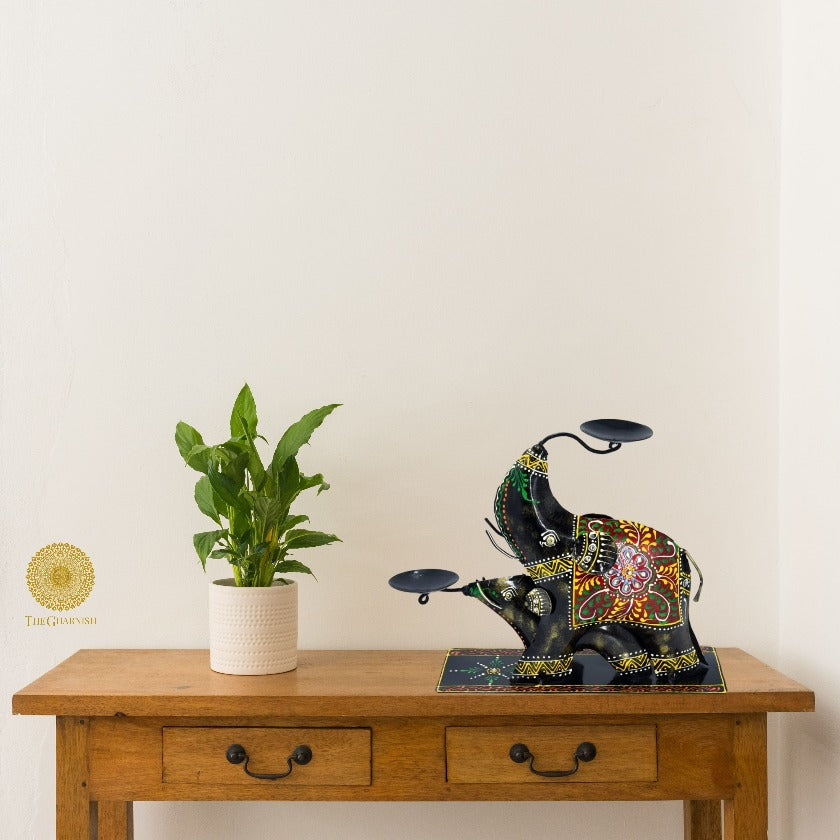 Elephant Candle Stand Showpiece - The Gharnish - A Unit of Satkala Creations