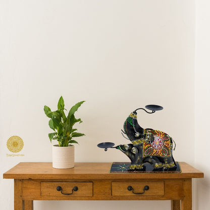 Elephant Candle Stand Showpiece - The Gharnish - A Unit of Satkala Creations