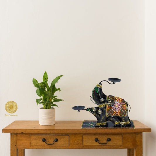 Elephant Candle Stand Showpiece - The Gharnish - A Unit of Satkala Creations