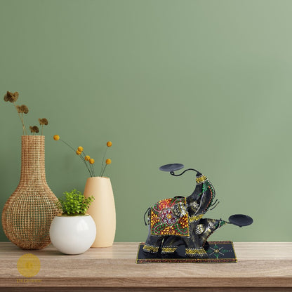 Elephant Candle Stand Showpiece - The Gharnish - A Unit of Satkala Creations