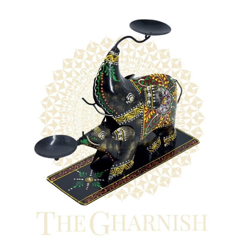 Elephant Candle Stand Showpiece - The Gharnish - A Unit of Satkala Creations
