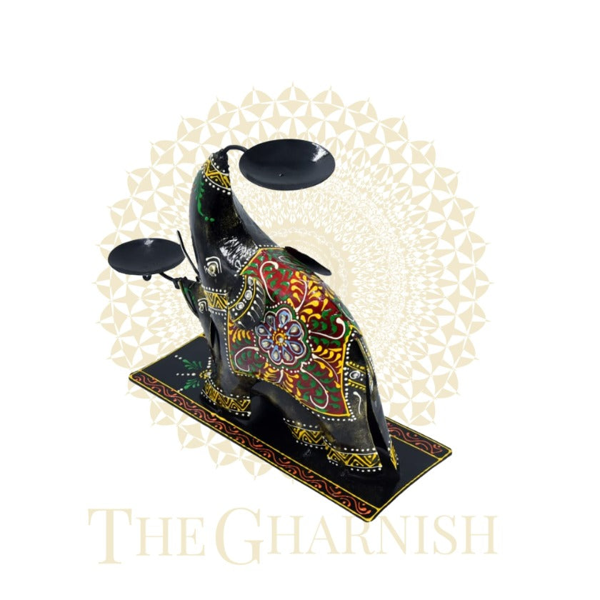 Elephant Candle Stand Showpiece - The Gharnish - A Unit of Satkala Creations