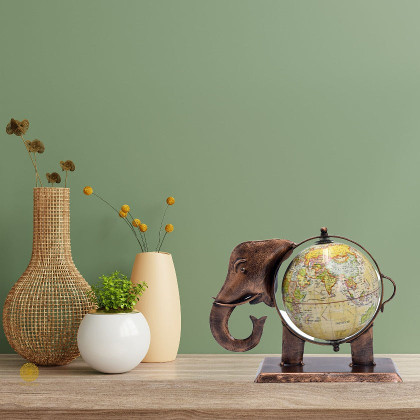 Globe Elephant antique Table Decor - The Gharnish - A Unit of Satkala Creations