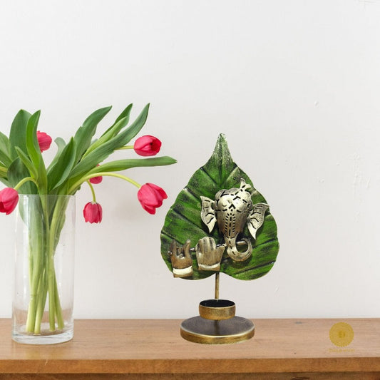 Green Paan Ganesh Diya - The Gharnish - A Unit of Satkala Creations