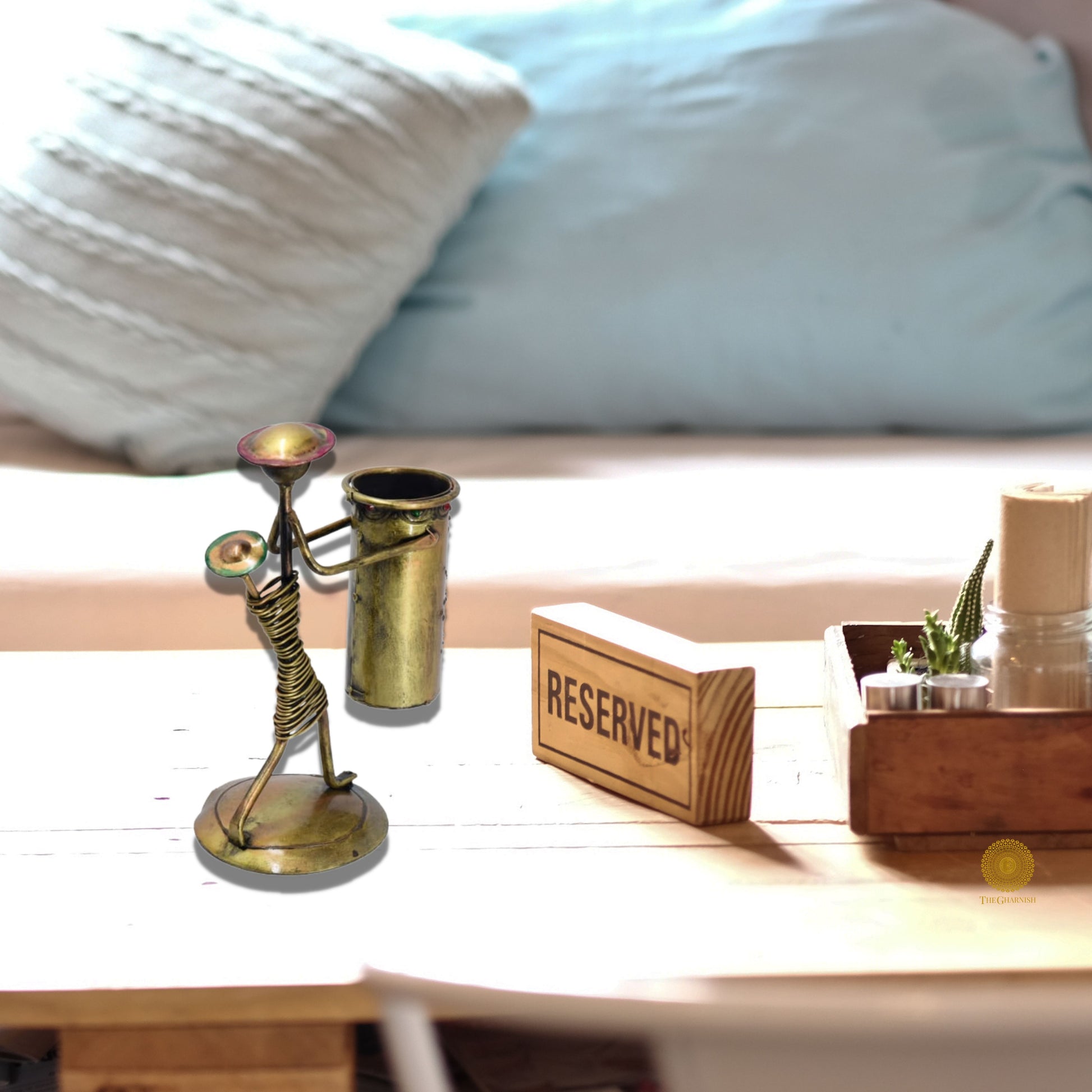 Lady Carrying Baby Antique Pen Stand - The Gharnish - A Unit of Satkala Creations