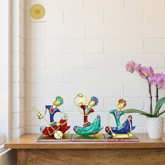 Multicolor Metallic Nagpuri Women Musician - The Gharnish - A Unit of Satkala Creations