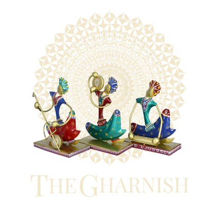 Multicolor Metallic Nagpuri Women Musician - The Gharnish - A Unit of Satkala Creations