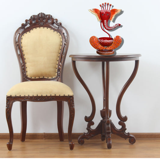 Red Ganesh Metallic Diya - The Gharnish - A Unit of Satkala Creations