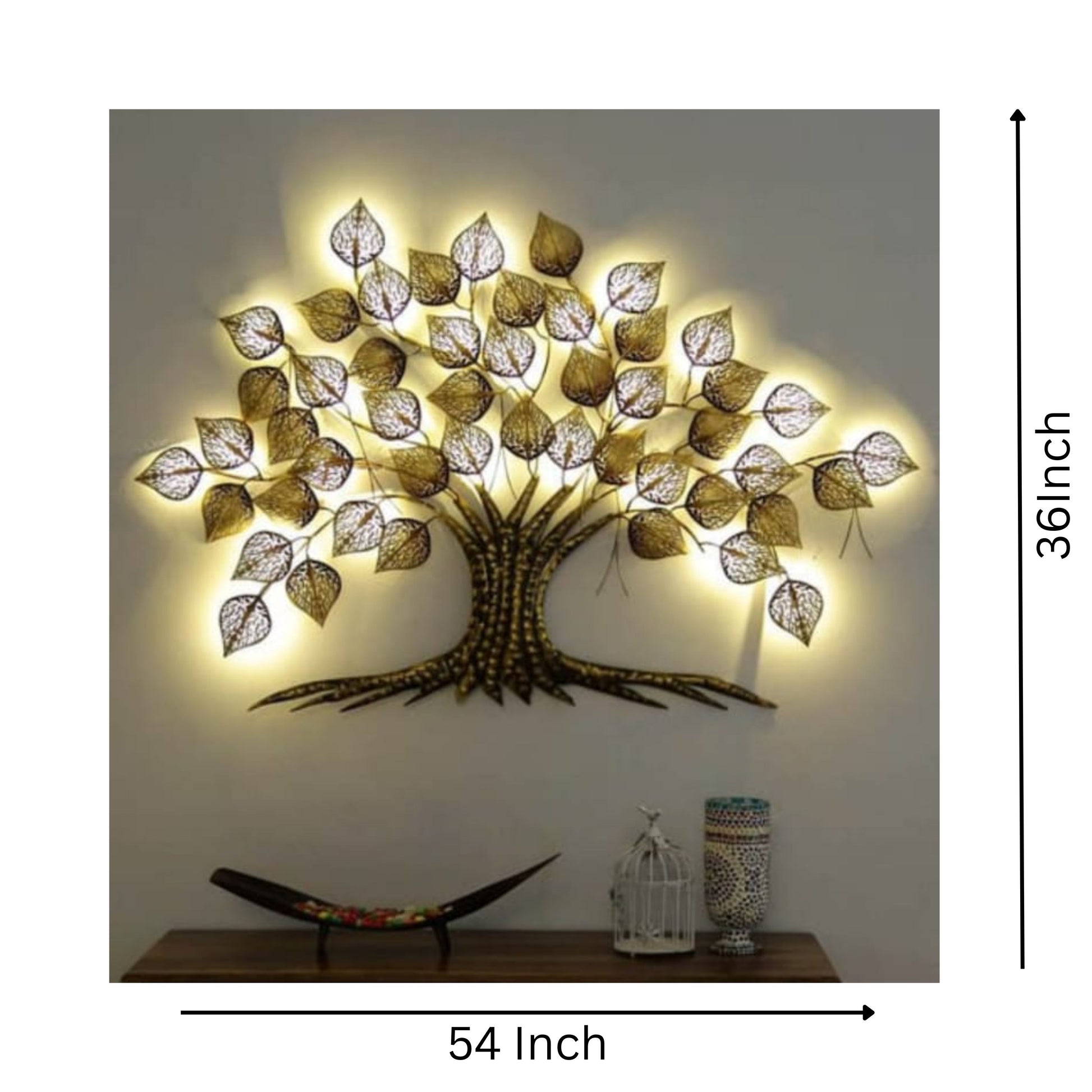 Pipal Metallic Wall Tree( 54 x 36 Inches ) - The Gharnish - A Unit of Satkala Creations
