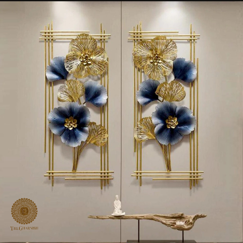 Vertical wall art featuring two metallic frames with fool Patti design, measuring 18x30 inches, by TheGharnish.