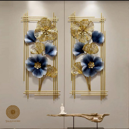 Vertical wall art featuring two metallic frames with fool Patti design, measuring 18x30 inches, by TheGharnish.