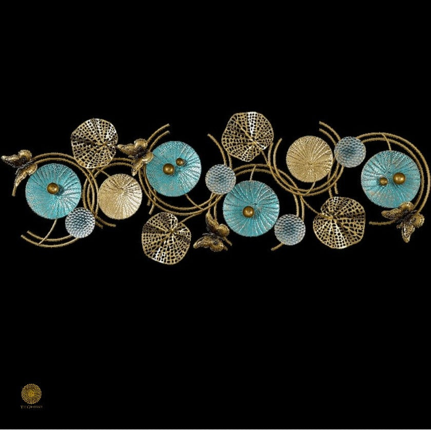 Large metallic butterfly wall art featuring a big circle design by TheGharnish, decorative metal wall decor for modern interiors.