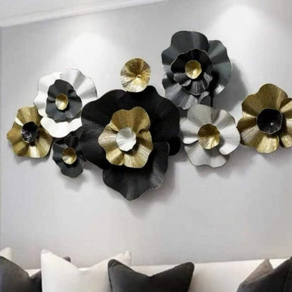 Big Crescent Flower Metallic Wall Art (48x24 Inches) - The Gharnish - A Unit of Satkala Creations