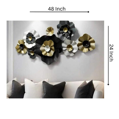 Big Crescent Flower Metallic Wall Art (48x24 Inches) - The Gharnish - A Unit of Satkala Creations