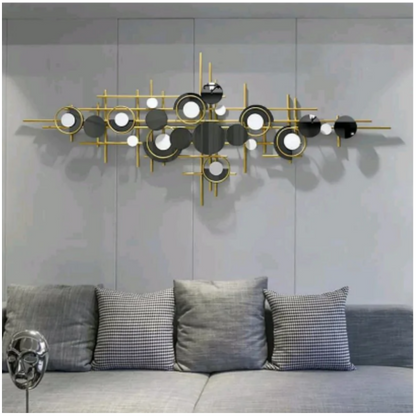 Black ring geometrical design wall art by TheGharnish, 55 x 25 inches, featuring modern abstract shapes for contemporary decor.