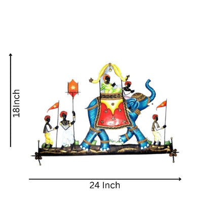 Elephant Sawari Wall Art (24 x 18 Inches) - The Gharnish - A Unit of Satkala Creations