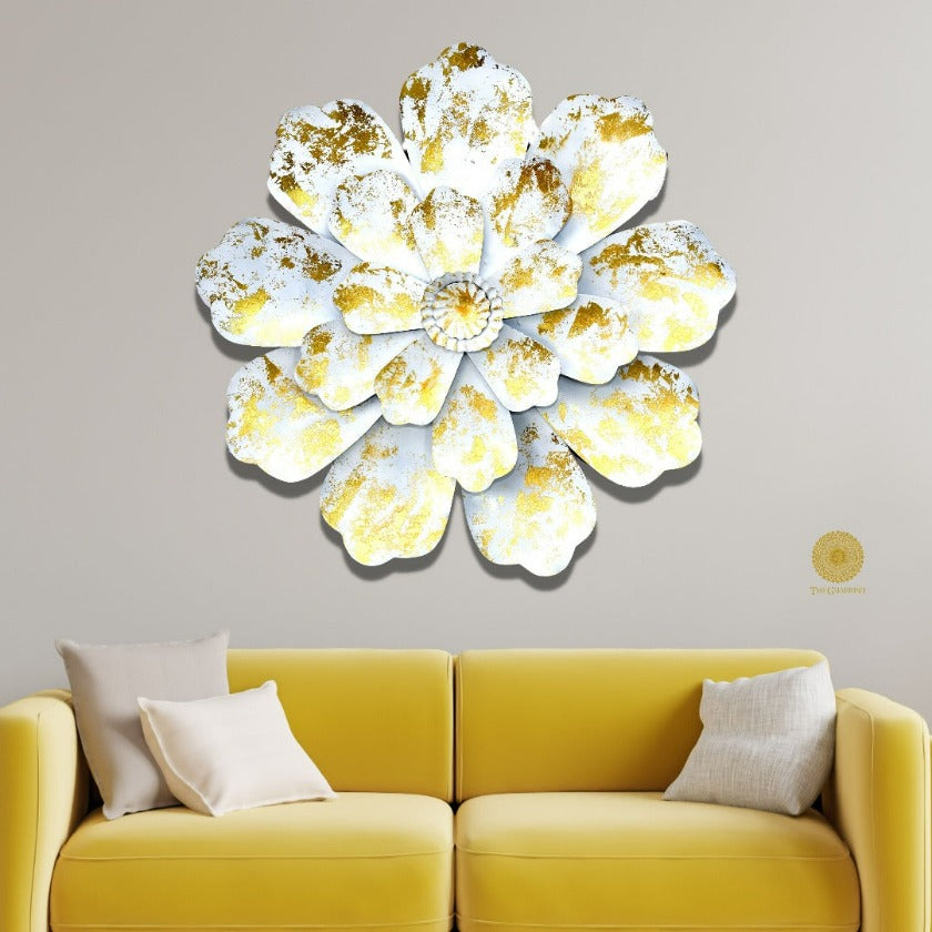 Exotic flower wall art by TheGharnish, 25-inch diameter decorative wall art with vibrant floral design.