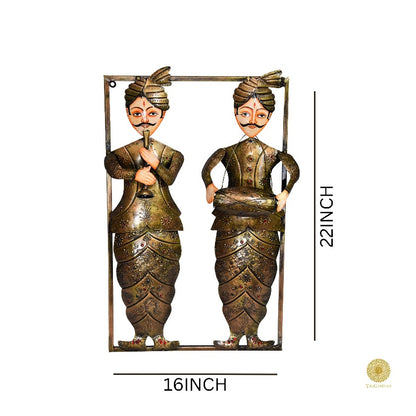 Framed Indian musician wall art by TheGharnish showcasing traditional musicians in detailed wall hanging design.