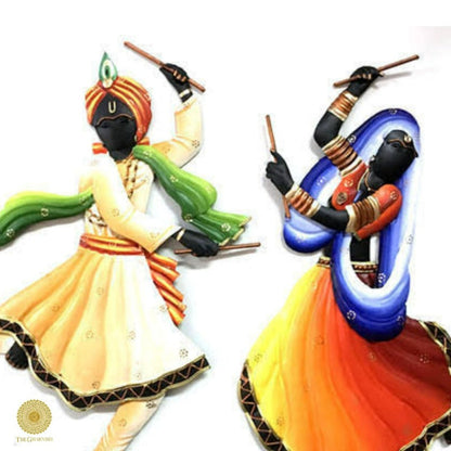 Indian Dandiya Couple Dance Wall Art - The Gharnish - A Unit of Satkala Creations