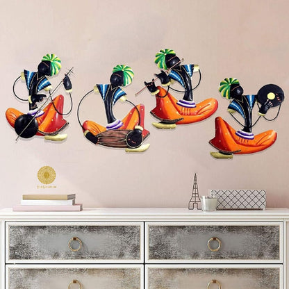 Indian Musician Wall Hanging - Orange & Blue - The Gharnish - A Unit of Satkala Creations
