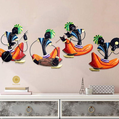 Indian Musician Wall Hanging - Orange & Blue - The Gharnish - A Unit of Satkala Creations