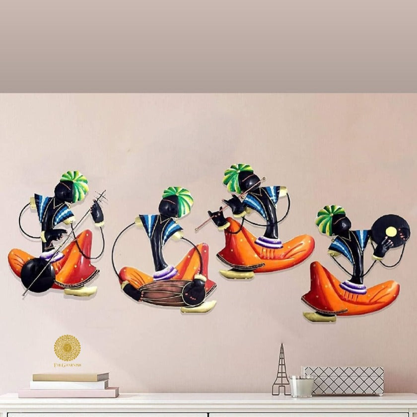 Indian Musician Wall Hanging - Orange & Blue - The Gharnish - A Unit of Satkala Creations