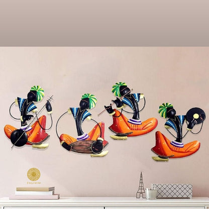 Indian Musician Wall Hanging - Orange & Blue - The Gharnish - A Unit of Satkala Creations