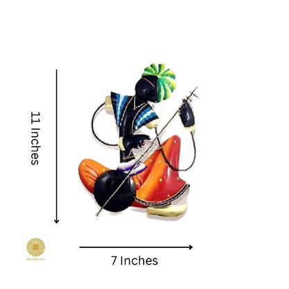 Indian Musician Wall Hanging - Orange & Blue - The Gharnish - A Unit of Satkala Creations