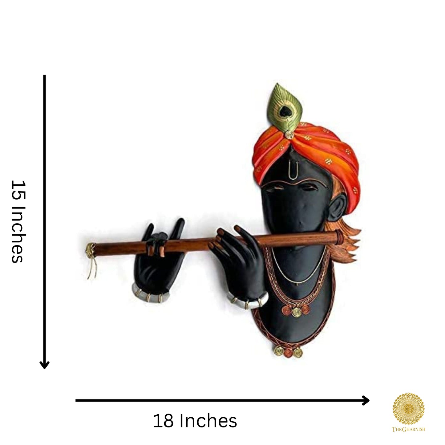 Krishna With Flute Wall Hanging (15x18 Inches) - The Gharnish - A Unit of Satkala Creations