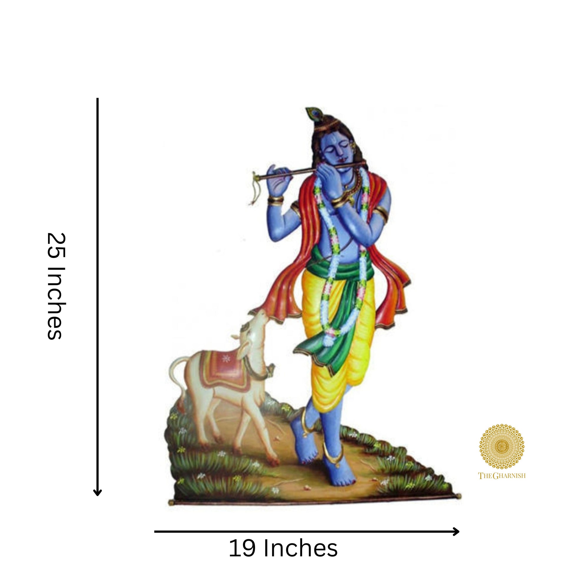 Manmohan Krishna wall art in 25x19 inches by TheGharnish, vibrant Indian-themed wall decor featuring traditional artwork.