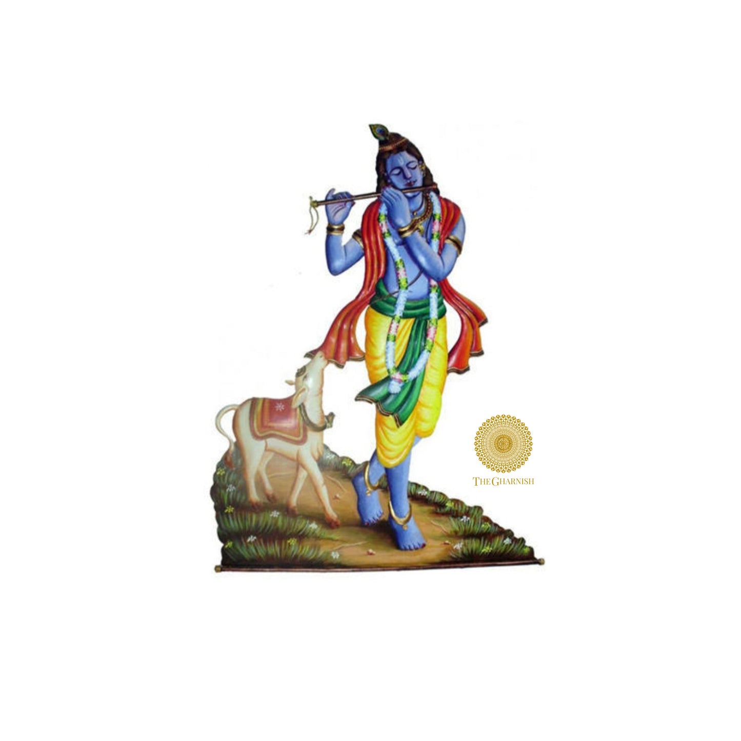 Manmohan Krishna wall art in 25x19 inches, featuring vibrant colors and detailed artwork, ideal for wall decor.