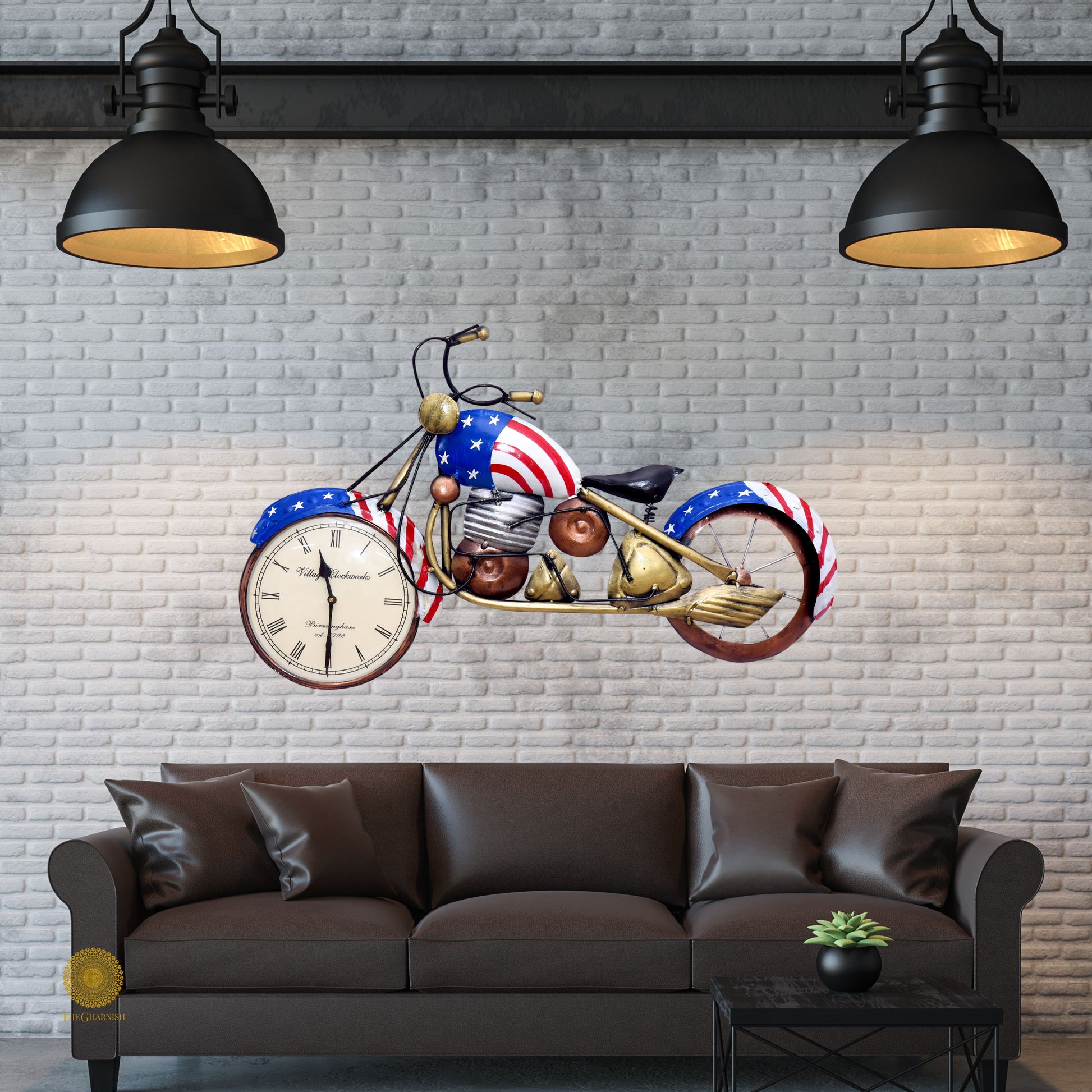 Metallic bike wall art by TheGharnish featuring a sleek, modern design suitable for contemporary home decor.