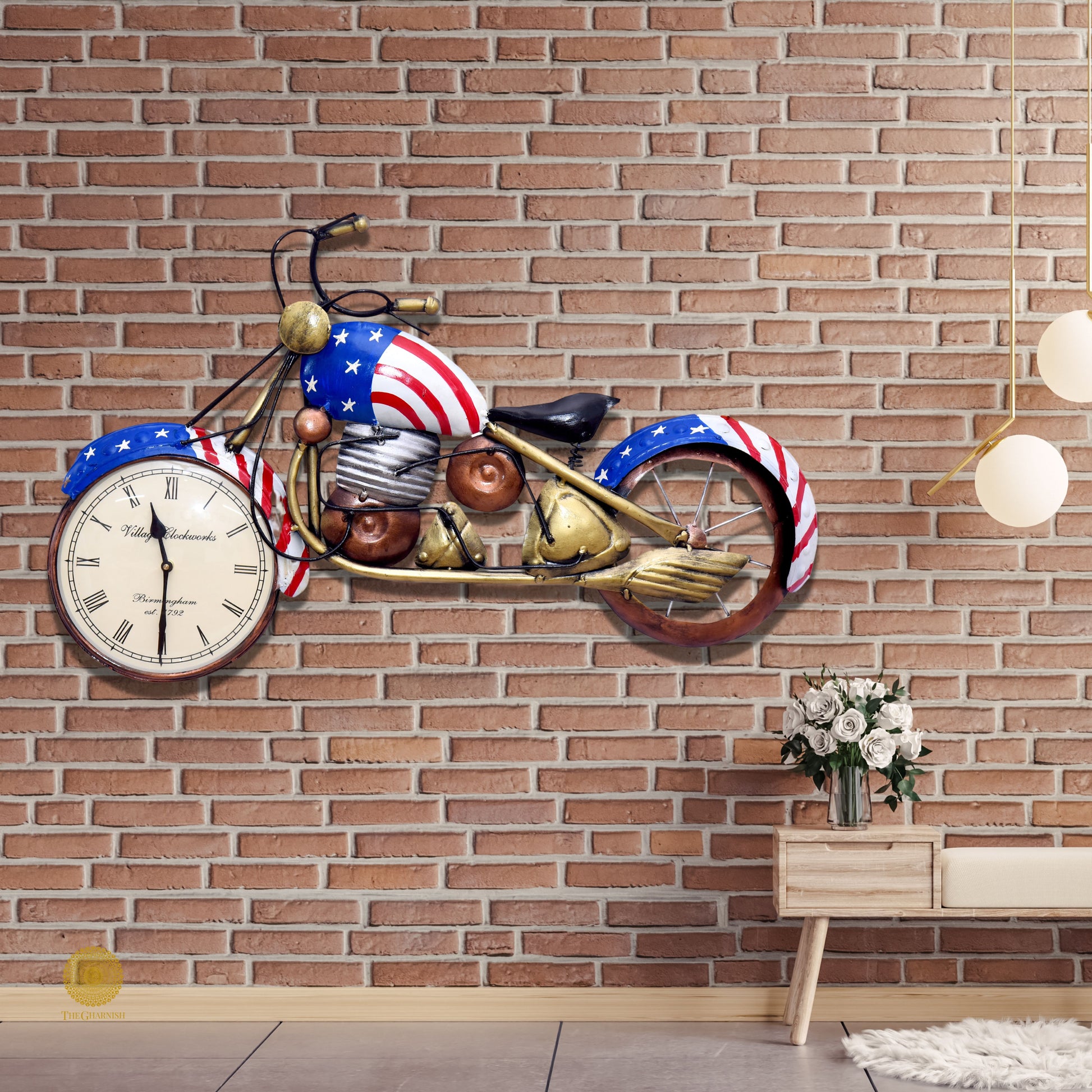 Metallic wall art by TheGharnish featuring a stylish bike design, perfect for modern home decor.