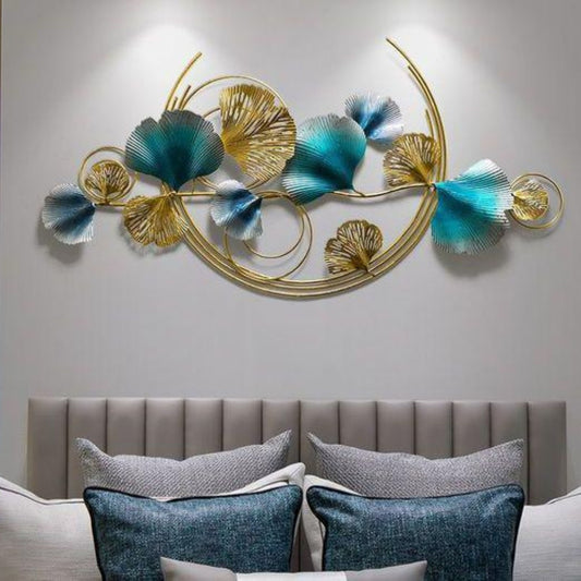 Metallic Blue Half Moon Wall Art ( 48 X 24 Inches ) - The Gharnish - A Unit of Satkala Creations