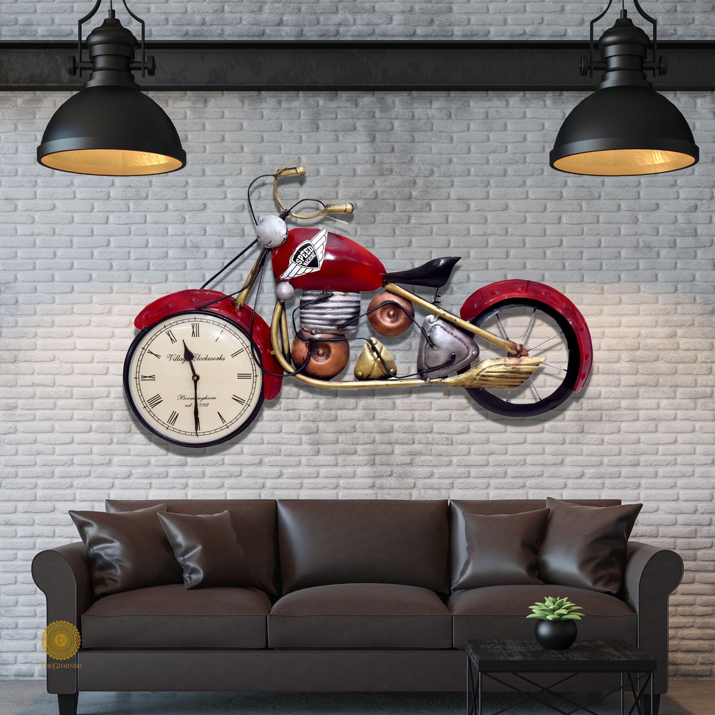Metallic red bike wall art by TheGharnish, featuring a stylish and vibrant design suitable for modern home decor.