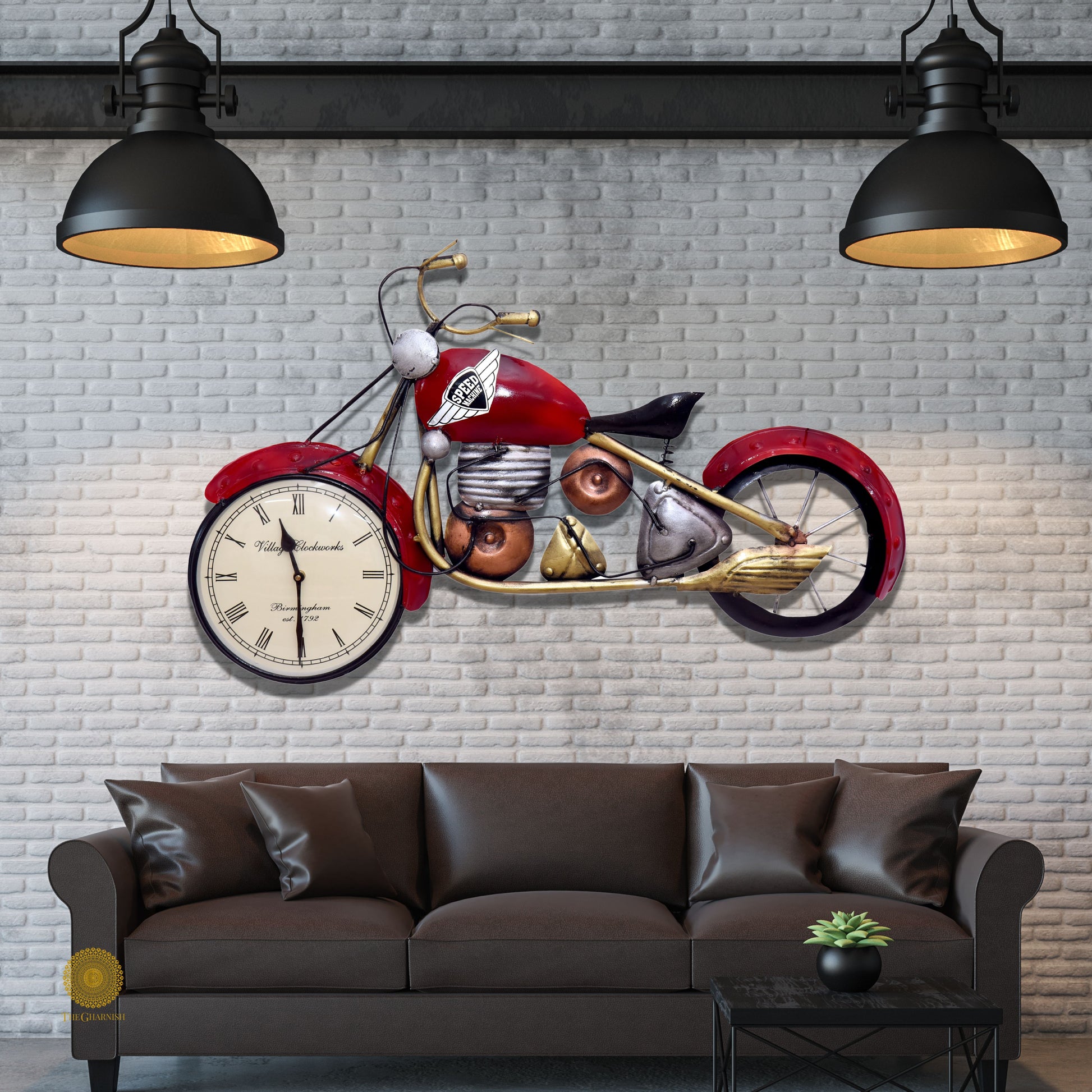 Metallic red bike wall art by TheGharnish, featuring a stylish and vibrant design suitable for modern home decor.
